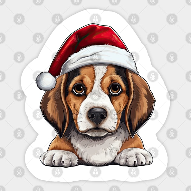 Christmas Peeking Beagle Dog Sticker by Chromatic Fusion Studio